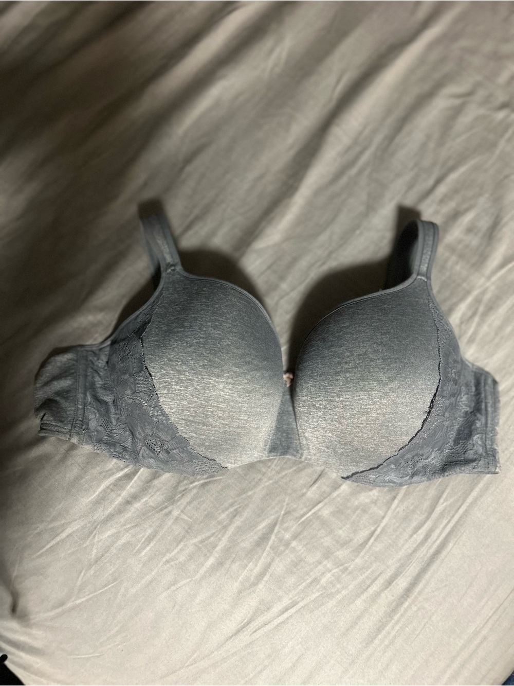 Cacique Gray Lace-Trim T-Shirt Bra Size 44C